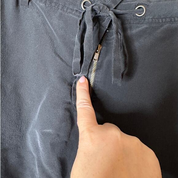 Eileen Fisher Medium Black Washable Silk Crepe Zip Cuff Joggers Pant - Picture 4 of 11